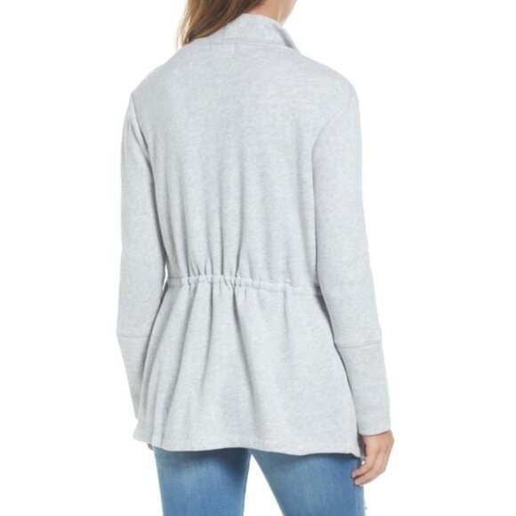 Caslon Asymmetrical Drape Collar Terry Jacket - Picture 2 of 5